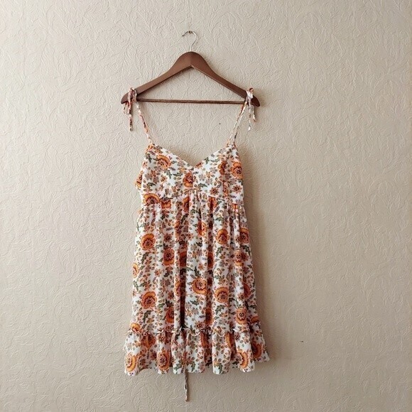 TEEZE ME Womens Ivory Tie Spaghetti Strap Short Fit + Flare Dress NWT 13/14 - Picture 3 of 11